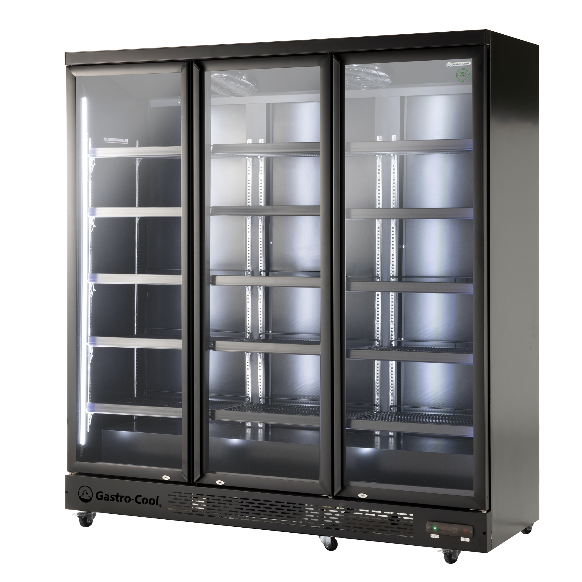 XL koelkast met 3 deuren – LED-verlichting – 6 wielen – zwart – GD1600